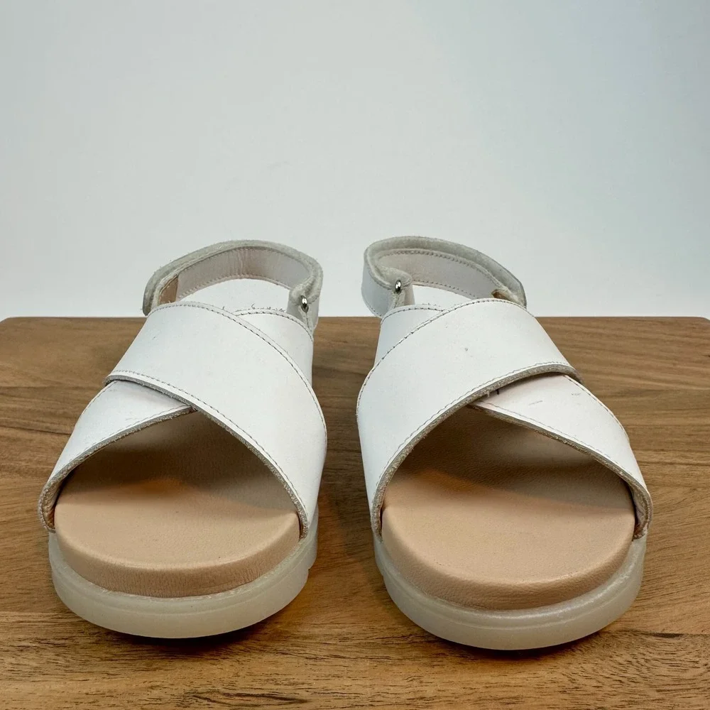 New Little Kids Naturino White Leather‎ Strappy Slingback Sandals Size 12.5 C